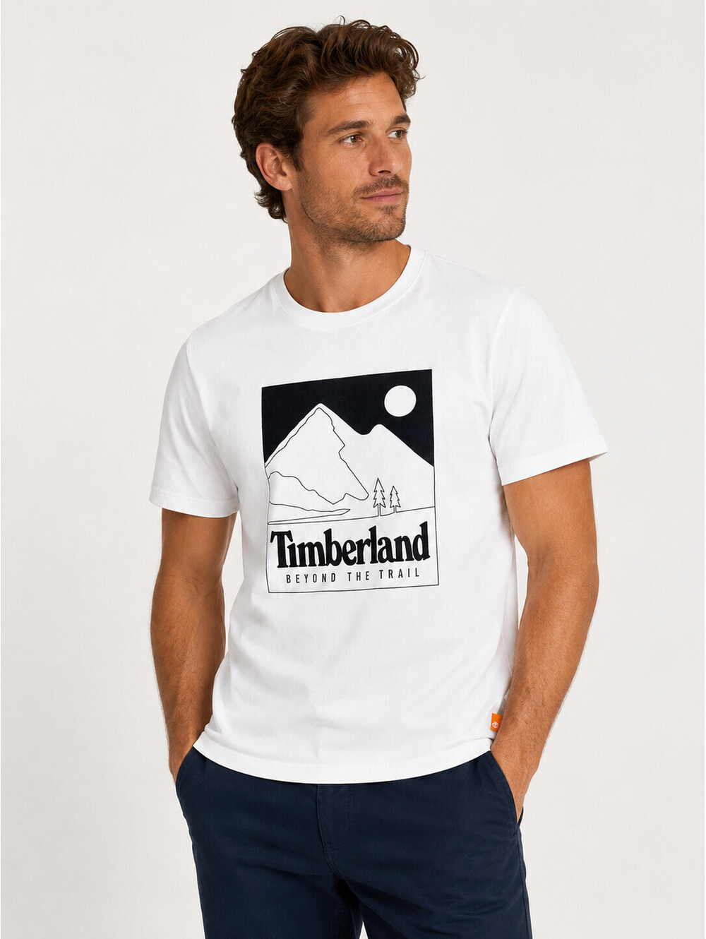 Timberland Men's Large White Graphic T-Shirt Beyond The Trail Mountain NWT
